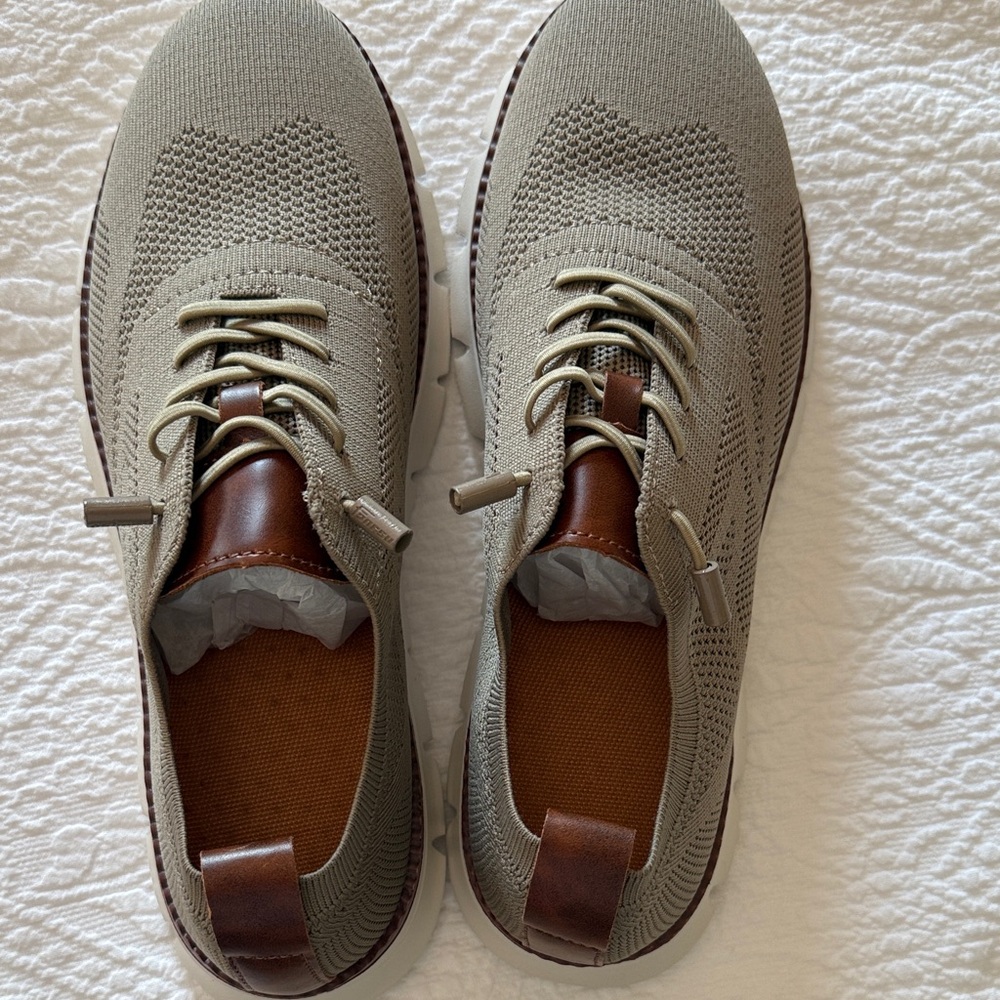Men's Stylish Knit Oxfords - Tan and Brown
